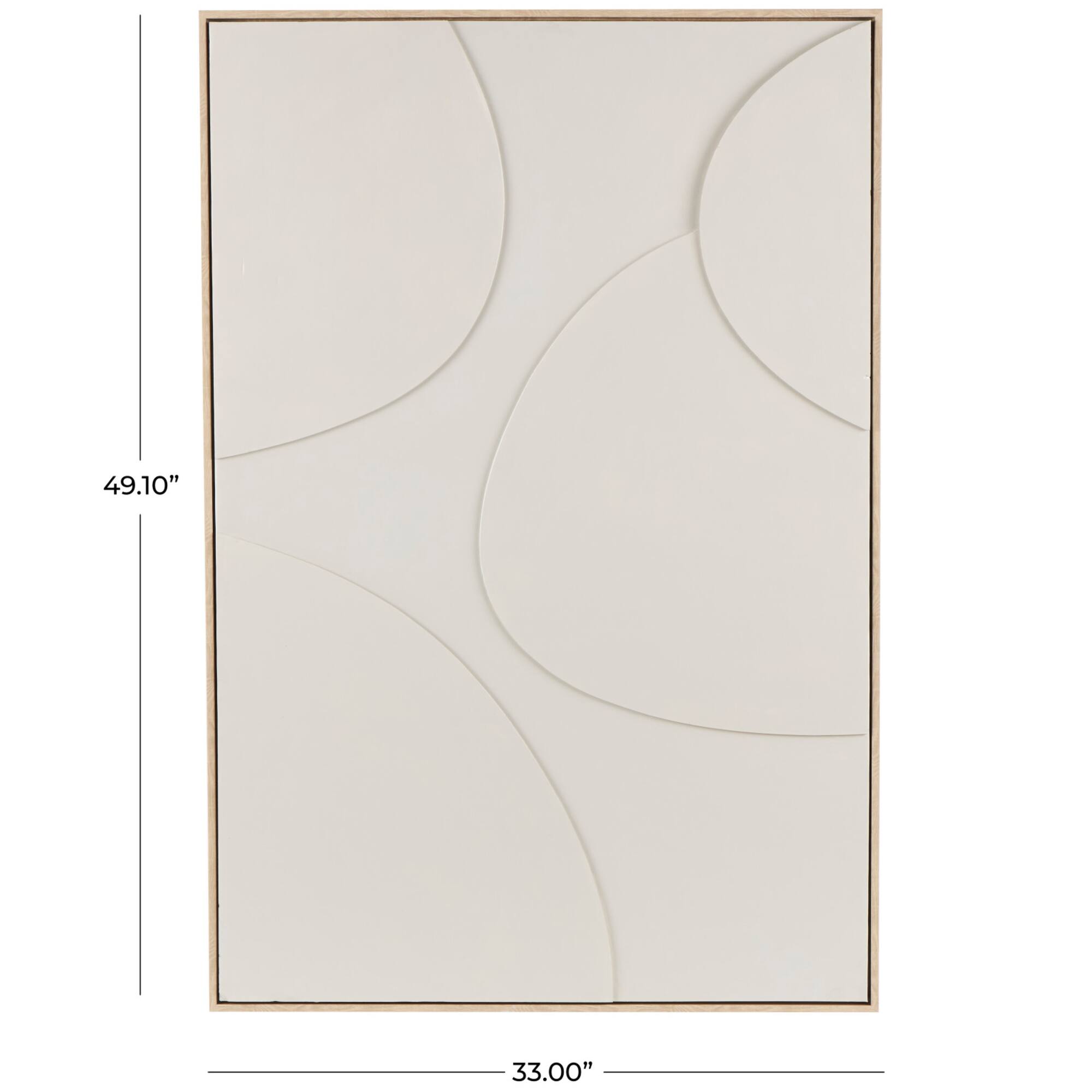 Beige Wooden Geometric Framed Wall Art with Abstract Circles and Brown Wooden Frame